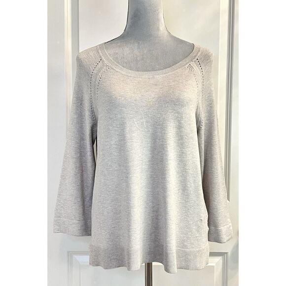 Philosophy Boat Neck Womens L Pullover Knit Sweater 3/4 Sleeve Boho Stretch - Picture 1 of 8